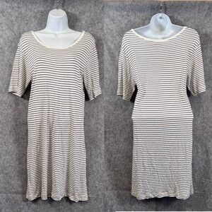 Organic John Patrick Knit Shirt Dress Womens Medium Stripe Minimalist comfort